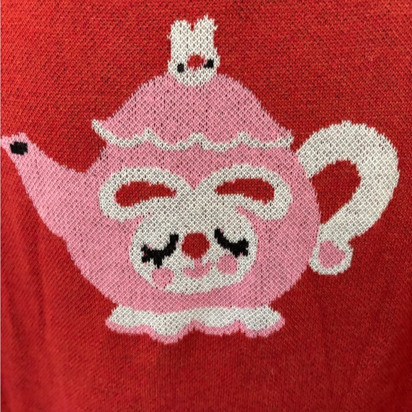 So-Lazo Pink & Red Tea Bunny Knit Sweater Extra-Large - Picture 6 of 9
